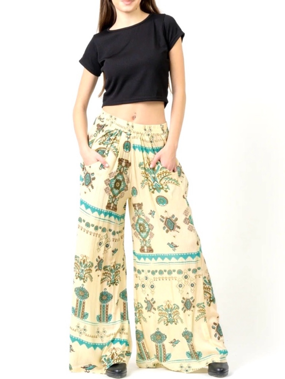 Rhea Aztec Wide-Leg Printed Palazzo Pants OS